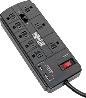 TRIPP LITE USB Charging Computer Surge Protector (TLP88TUSBB) - Black
