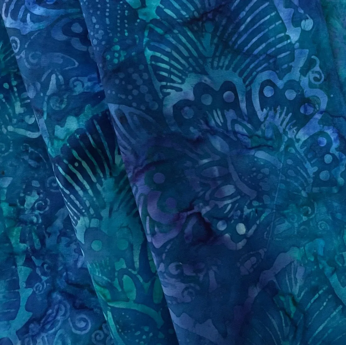 Tropical Forest Sapphire Blue Cotton Batik (Made in Indonesia)