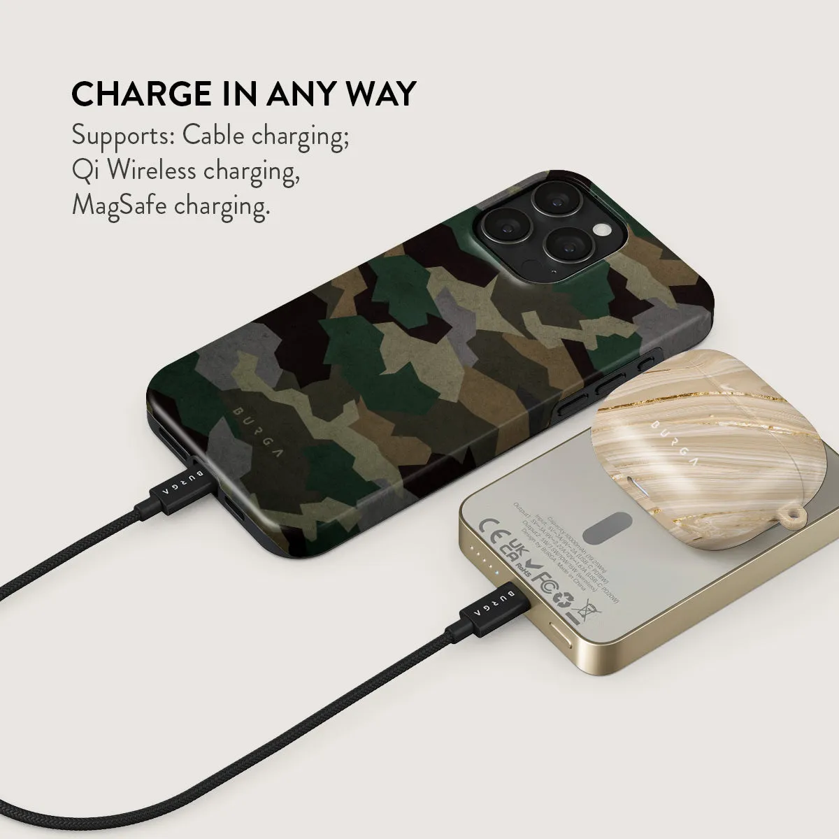 Tropical Green Camo - Magnetic Power Bank