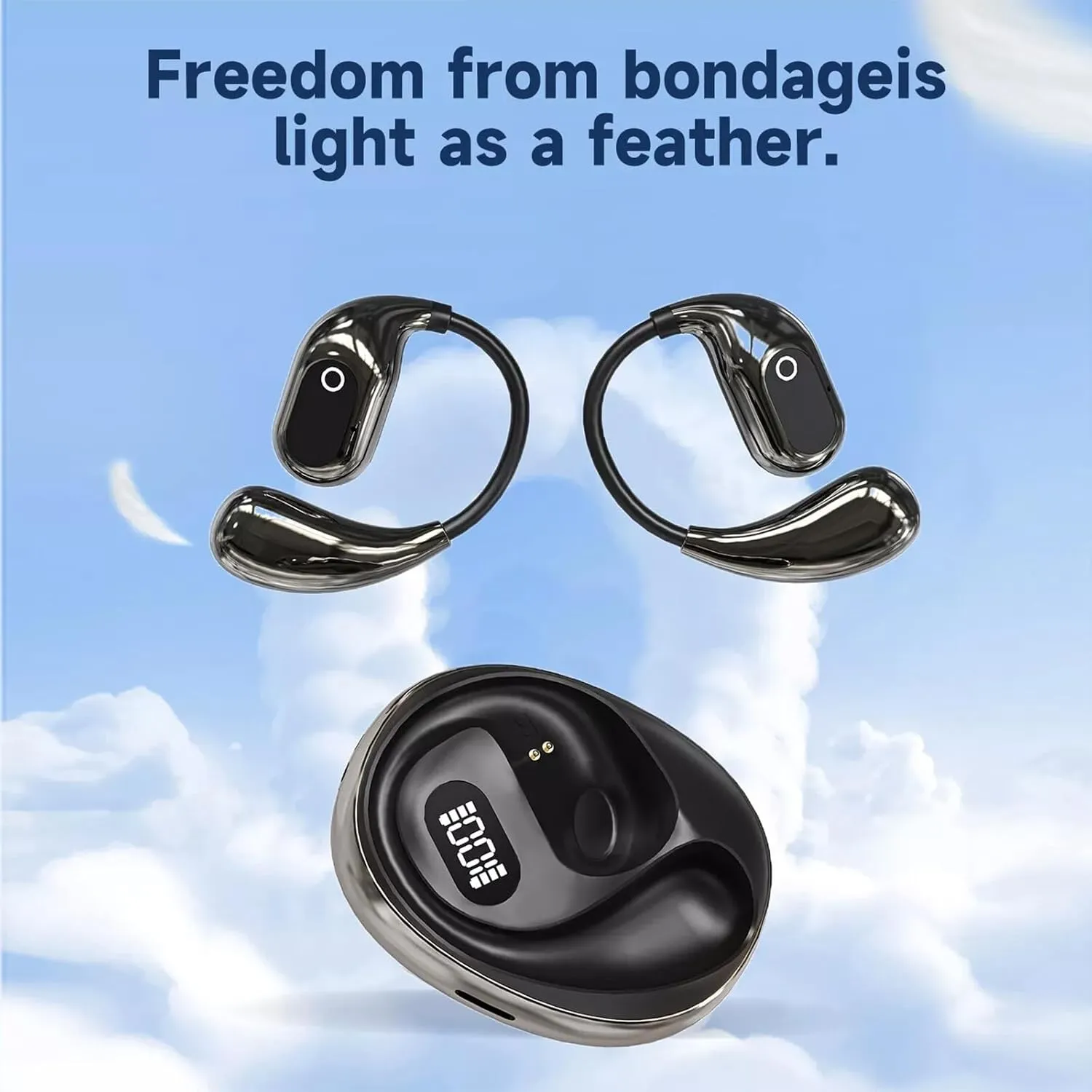Truebuds Wireless Earbuds, Multi-language Smart Translation Bluetooth Headset, Language Translation Earbuds Real Time, Ai Headphones Language Translation, Open Air 5 Ows Translator(Black 2Pcs)