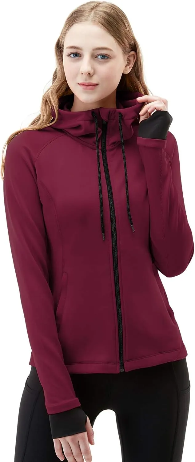 TSLA Women's Full Zip Workout Jackets, Long Sleeve Active Track Running Jacket, Lightweight Yoga Athletic Jacket