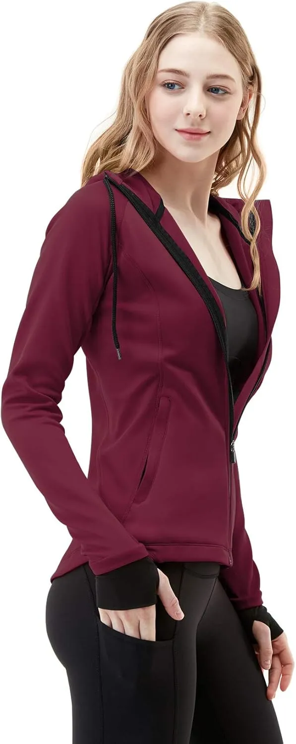 TSLA Women's Full Zip Workout Jackets, Long Sleeve Active Track Running Jacket, Lightweight Yoga Athletic Jacket