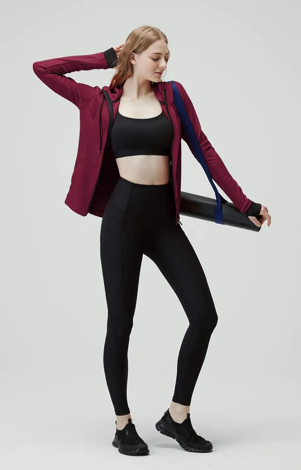 TSLA Women's Full Zip Workout Jackets, Long Sleeve Active Track Running Jacket, Lightweight Yoga Athletic Jacket