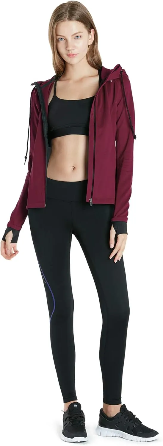 TSLA Women's Full Zip Workout Jackets, Long Sleeve Active Track Running Jacket, Lightweight Yoga Athletic Jacket