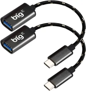 Turbo 5Gbps USB-C to USB 3.0 Adapter [2Pack] Compatible with Amazon Fire HD 10 2023/Fire HD 10 Plus 2021/ Fire HD 10 2021 for FULL USB OTG On-The-Go Thunderbolt 3/4 Short Connector USBC Male to USB Fe