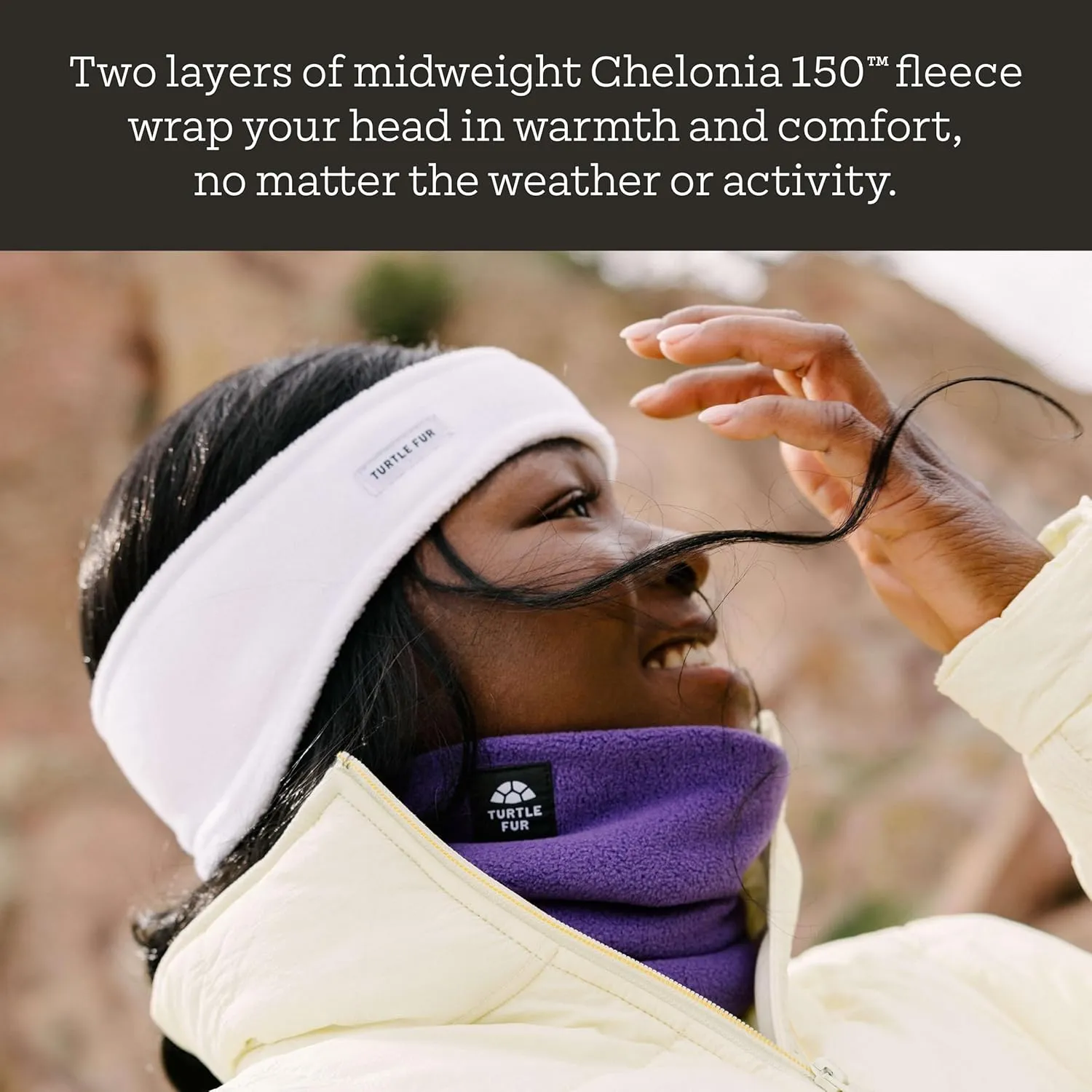 Turtle Fur Double-Layer Bang Band, Chelonia 150 Fleece Headband,Black,One Size