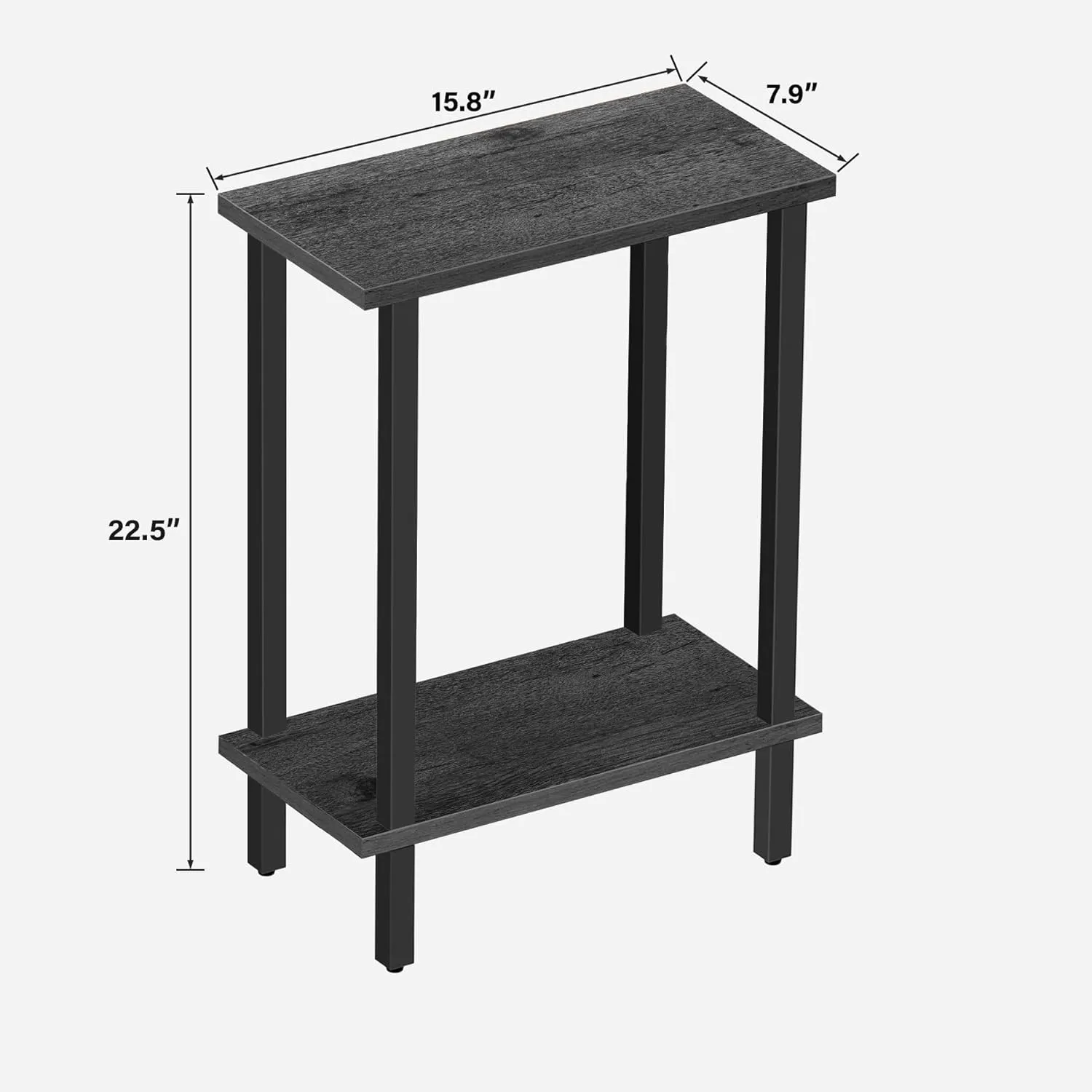 TUTOTAK Small Side Table, Narrow End Table, Skinny Sofa Table, Slim Nightstand, Couch Table, Living Room, Bed Room, Charcoal Grey TB01BY062