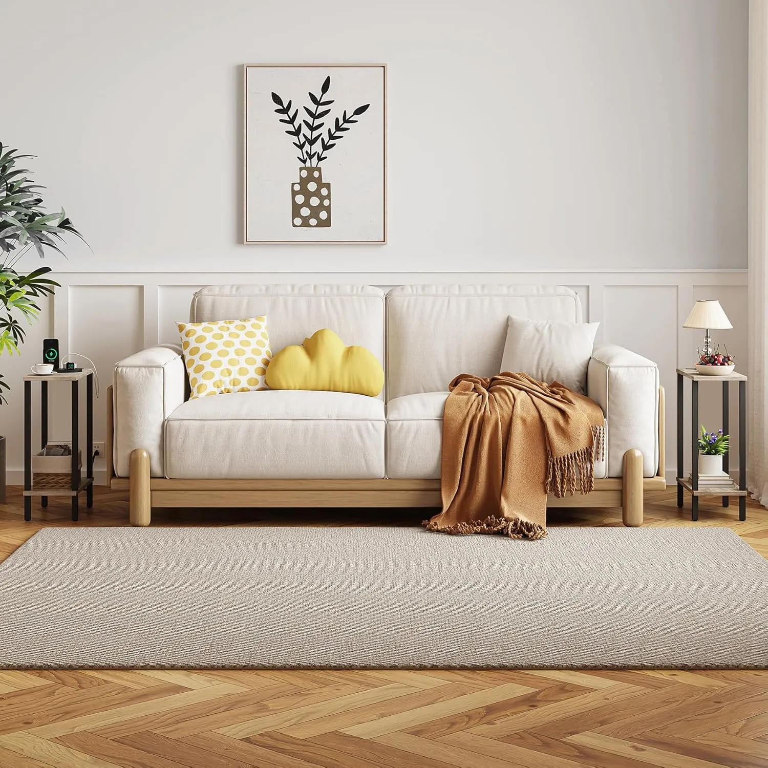 TUTOTAK Small Side Table, Narrow End Table, Skinny Sofa Table, Slim Nightstand, Couch Table, Living Room, Bed Room, Greige TB01BG062