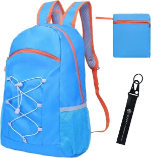 TWO KAT Lightweight Packable Hiking Backpack 20L Bottle Holder, Water Resistant Daypack, Foldable Bags Travel Camping Outdoor (Blue)