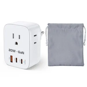 Type E F Plug Adapter, 20W Germany France Power Adapter with 3 USB Charger(2 USB C Ports) and 3 AC Outlets 6 in 1 International Travel Converter Adaptor for US to Europe EU Spain Iceland Russia Greece