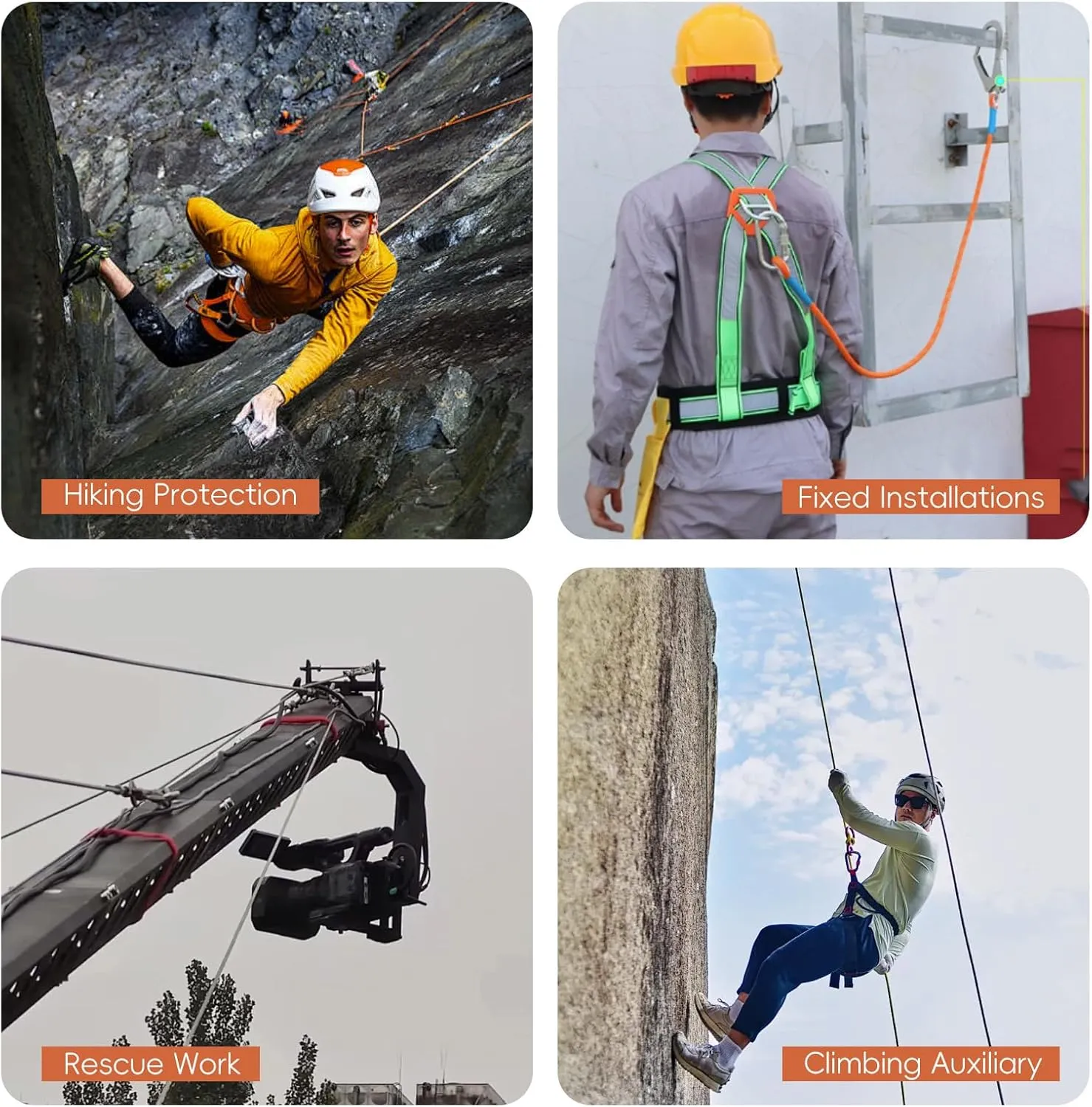 UIAA Static Climbing Rope 11mm, 45M(150FT) Nylon Kernmantle Rappelling Rope for Survival Rescue Cord Rock Mountaineering Climbing Hauling