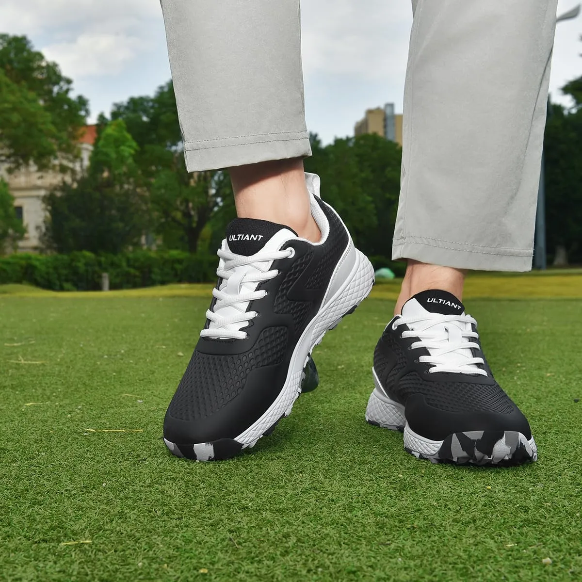 ULTIANT Golf Shoes Men Waterproof Spikeless Lightweight Non-Slip Walking Shoes Outdoor Size7.5-12