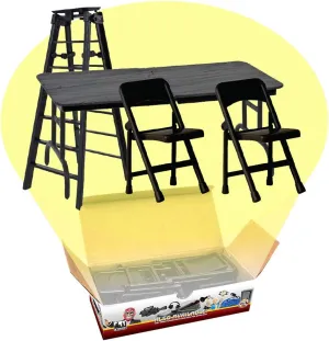 Ultimate Ladder, Table & Chairs Black Playset for Wrestling Action Figures