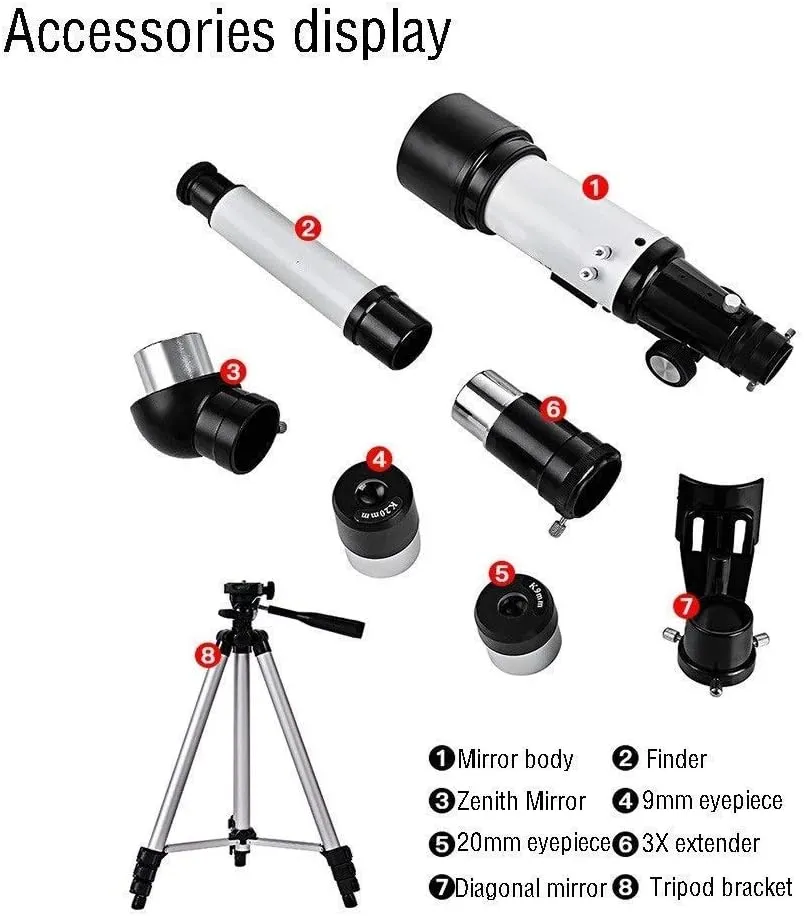 Ultra Hd, Telescope Telescopes for Astronomy Beginners,50-100mm Caliber Mount Astronomical Refracting Telescope for,Travel Telescope with Tripod,Carry Bag and HD Eyepiece Double The Comfort