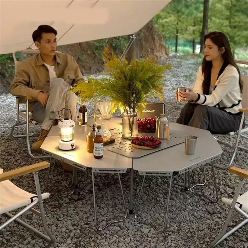 Ultra Light Aluminum Folding Picnic Table - Outdoor Camping Essential Silver