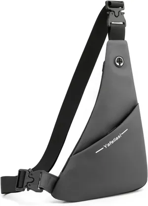 Ultra-light Sling Chest Bag One Shoulder Bag Double-sided Crossbody Backpack Men with Earphone Hole for Outdoor Travel Work Hiking Running Indoor Activities Daypacks Gray