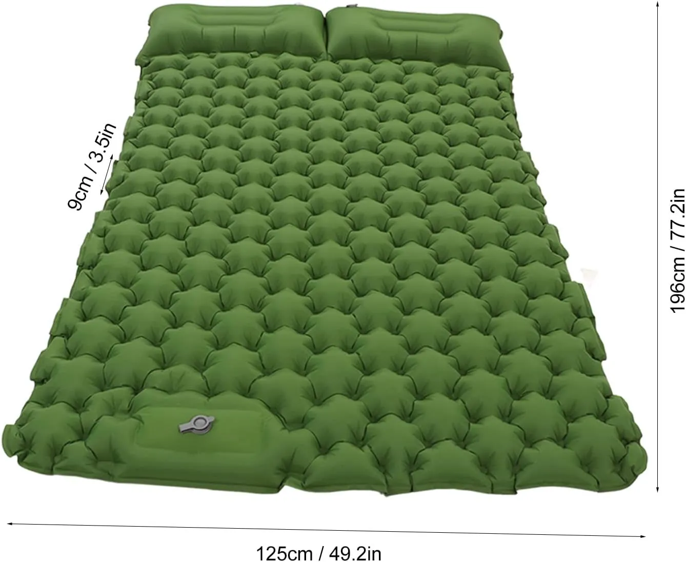 Ultralight Camping Mattress 2 Person with Pillow, Double Sleeping Pads for Backpacking, Waterproof Camping Air Mattress for Hiking(Green)