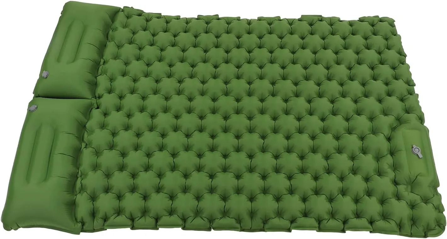 Ultralight Camping Mattress 2 Person with Pillow, Double Sleeping Pads for Backpacking, Waterproof Camping Air Mattress for Hiking(Green)