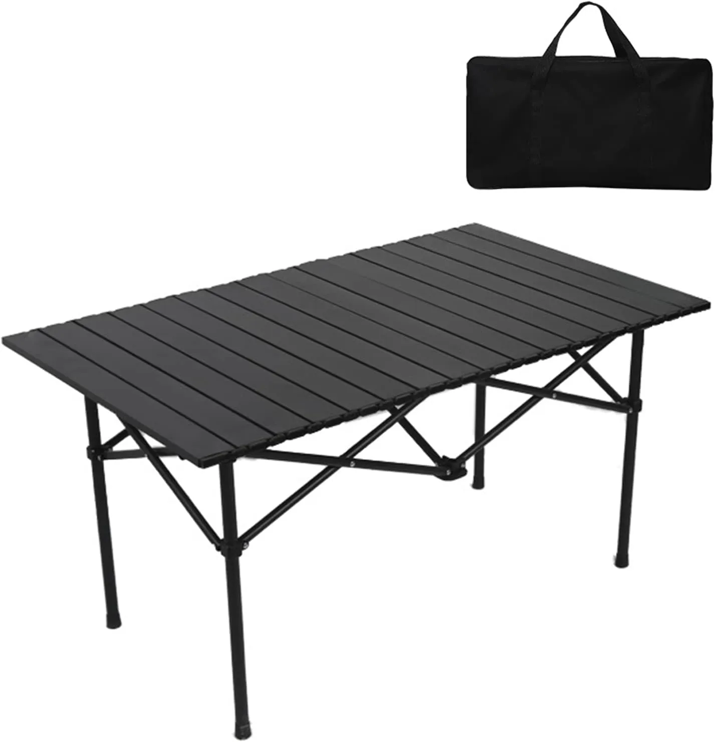 Ultralight Camping Table Aluminum Folding Square Table Roll Up Compact Table with Carry Bag Wear-Resistant and Stable Picnic BBQ Table,L(Length95cm)