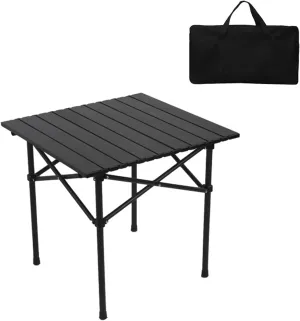 Ultralight Camping Table Aluminum Folding Square Table Roll Up Compact Table with Carry Bag Wear-Resistant and Stable Picnic BBQ Table,S(Length53cm)