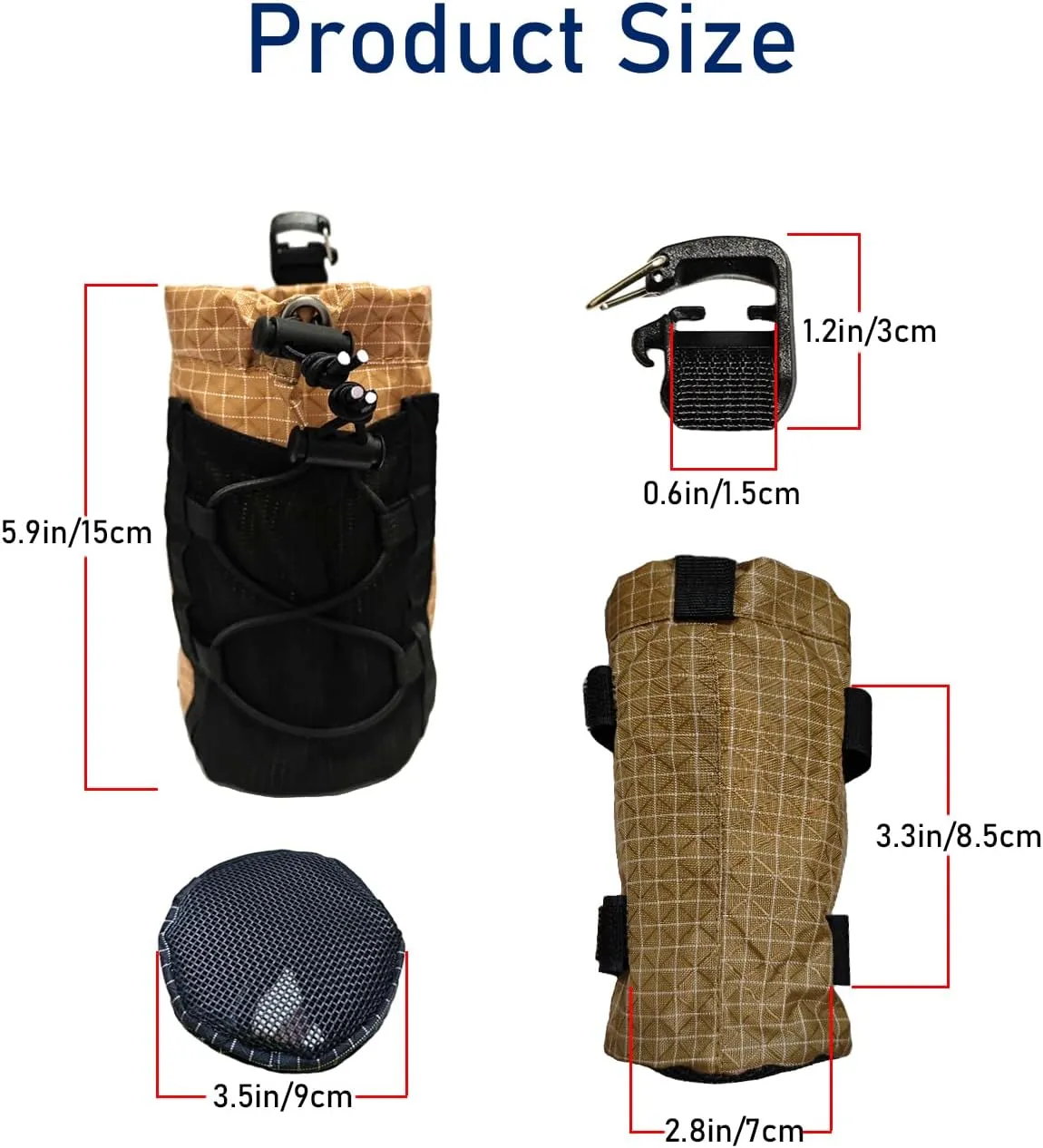 Ultralight Shoulder Strap Water Bottle Holder, Durable Backpack Water Bottle Carrier Fits 8oz-24oz Bottles for Hiking, Running, Travel | Backpack Accessories & Backpack Attachments