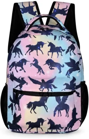 Unicorn School Backpack for Kids Girls Boys, 16 Inch Cute Unicorns Themed Bookbag, Personalized School Backpack for Students Children, Lightweight, Large Capacity