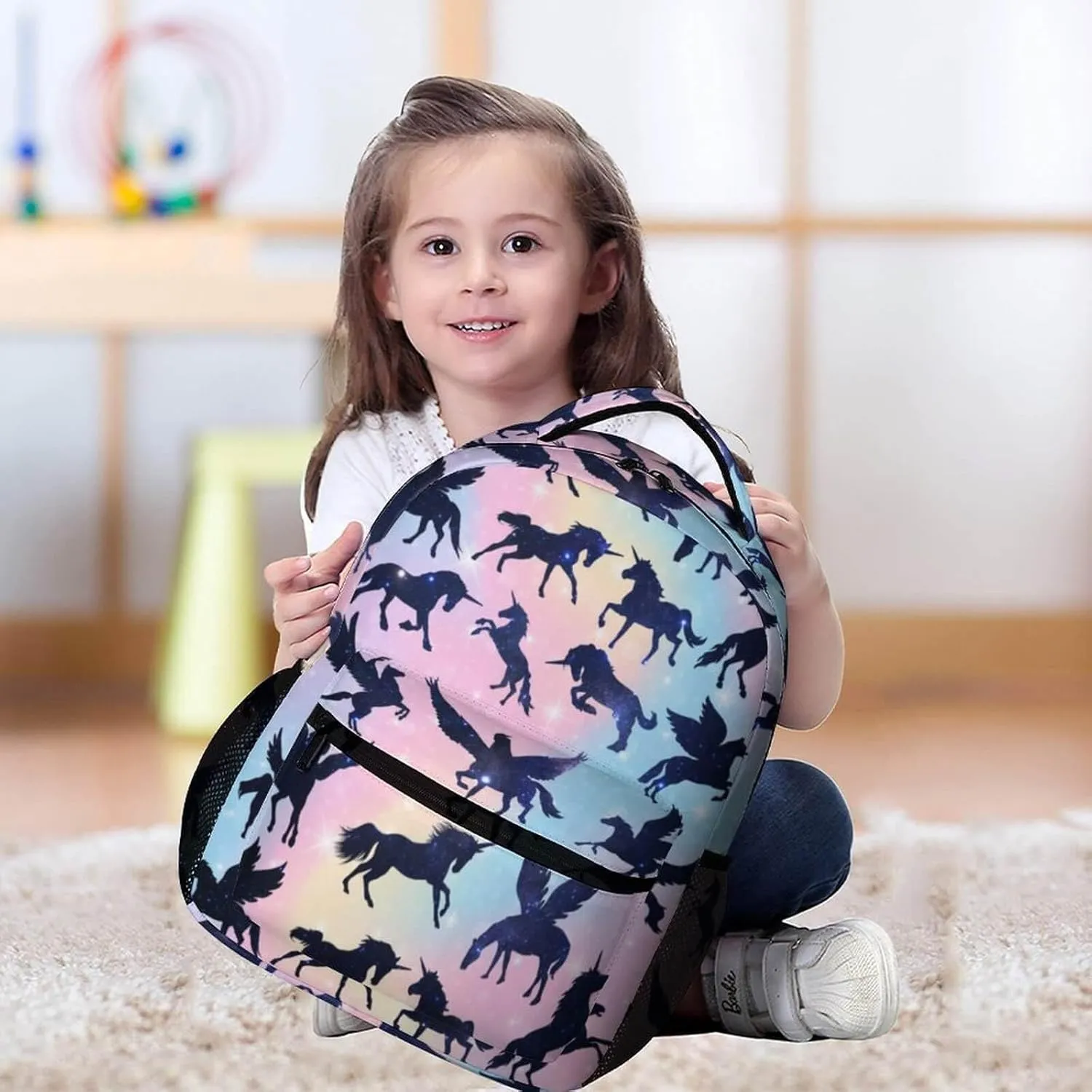 Unicorn School Backpack for Kids Girls Boys, 16 Inch Cute Unicorns Themed Bookbag, Personalized School Backpack for Students Children, Lightweight, Large Capacity