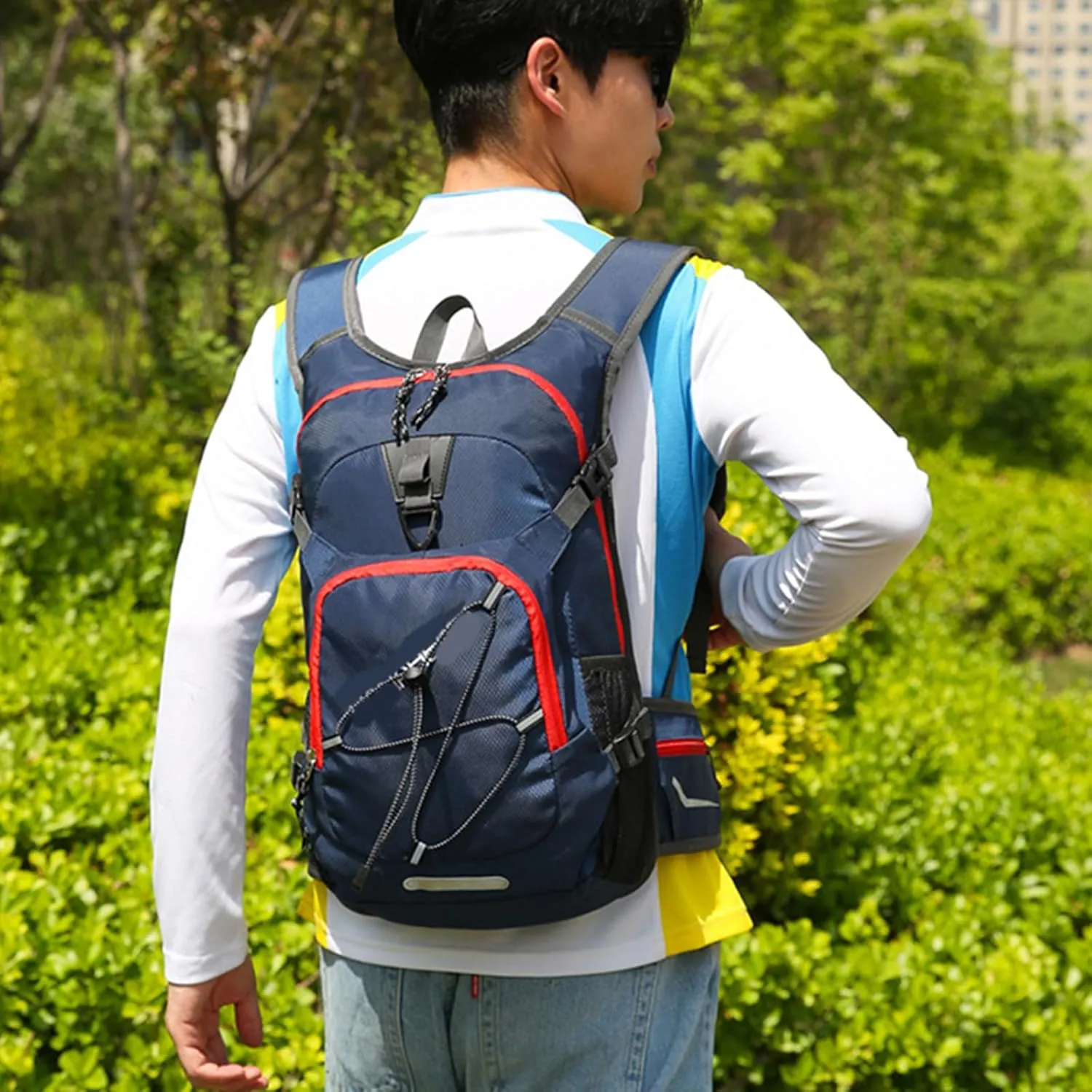 Unisex Large Capacity Backpack Hiking Camping Cycling Daypack With Helmets Storage Holder Hydrations Pack