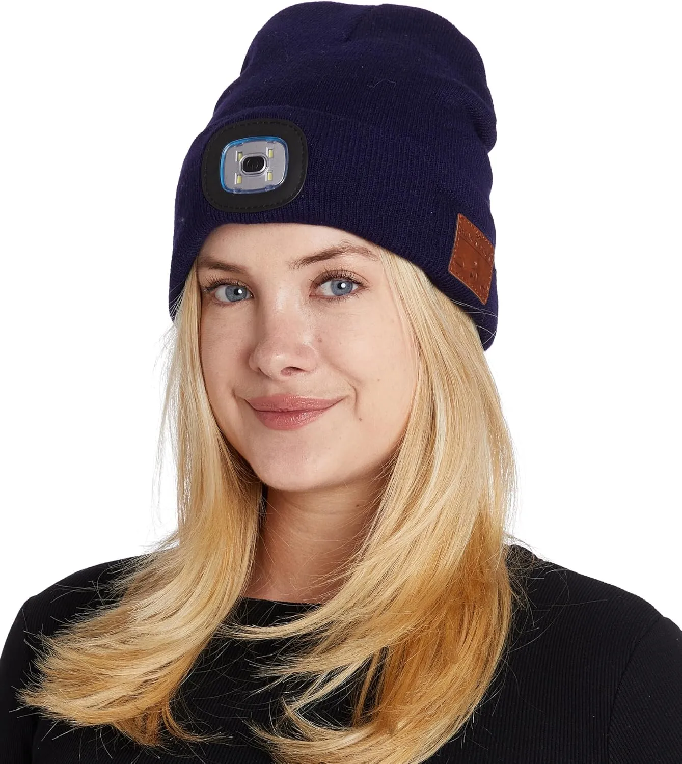 Unisex LED Bluetooth Beanie - LED Headlight and Wireless Stereo Headphones Compatible with All Bluetooth Devices