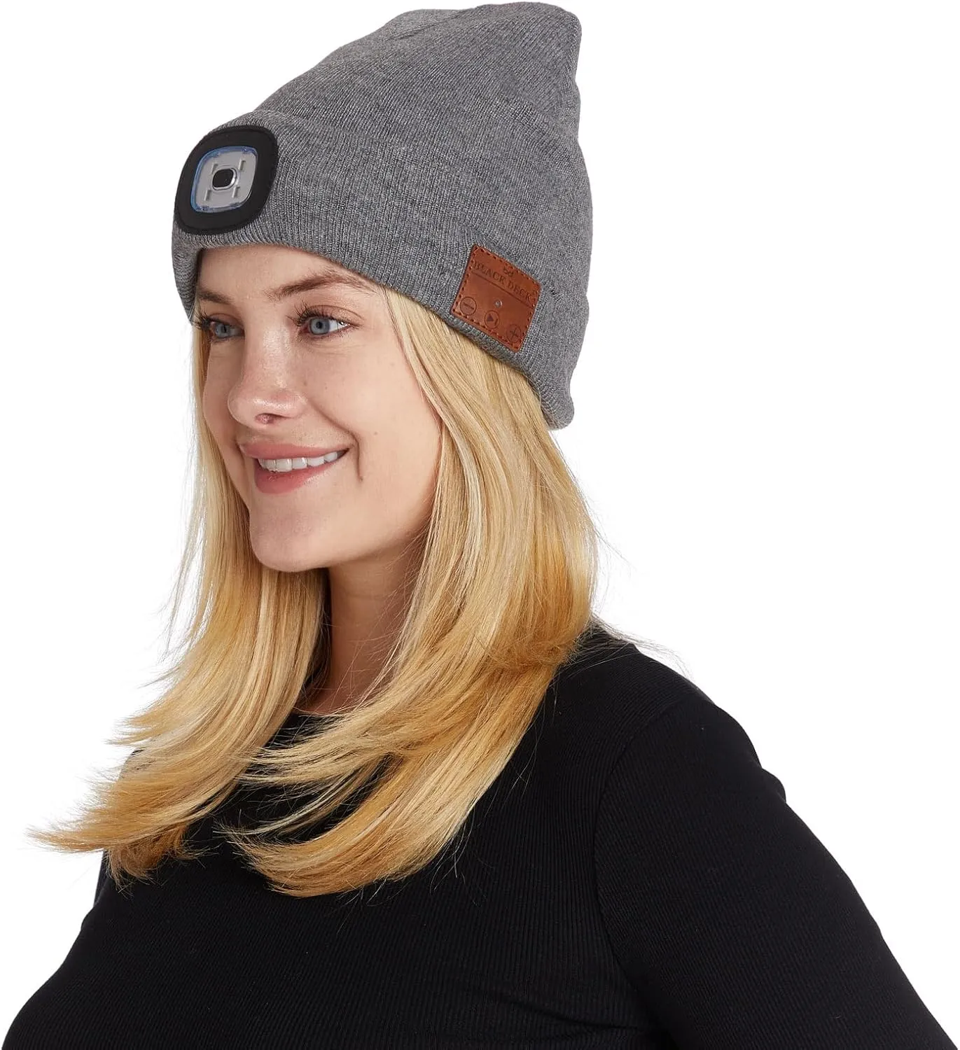 Unisex LED Bluetooth Beanie - LED Headlight and Wireless Stereo Headphones Compatible with All Bluetooth Devices