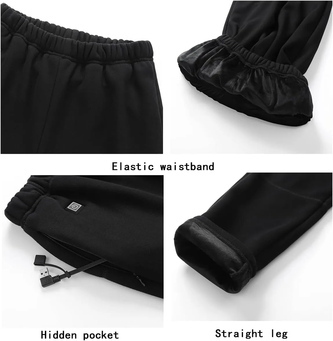 USB Heated Underwear Pant, 12 Heating Zone Thermal Heated Pant for Outdoor Skiing, Motorcycle (Without Power Bank)