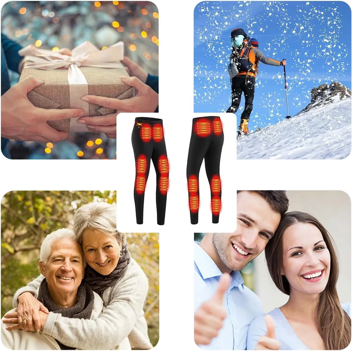 USB Heated Underwear Pant, 12 Heating Zone Thermal Heated Pant for Outdoor Skiing, Motorcycle (Without Power Bank)