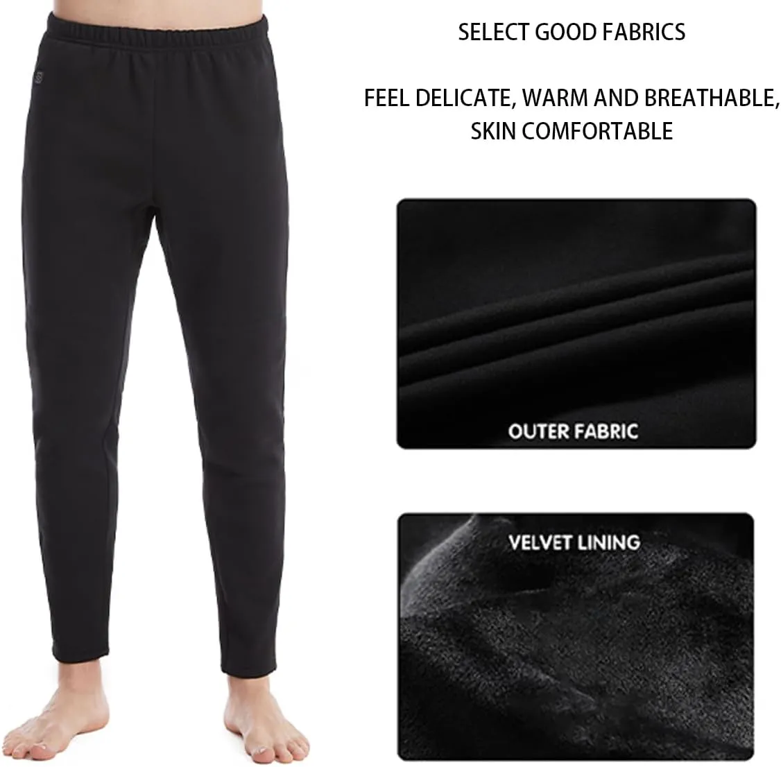 USB Heated Underwear Pant, 12 Heating Zone Thermal Heated Pant for Outdoor Skiing, Motorcycle (Without Power Bank)