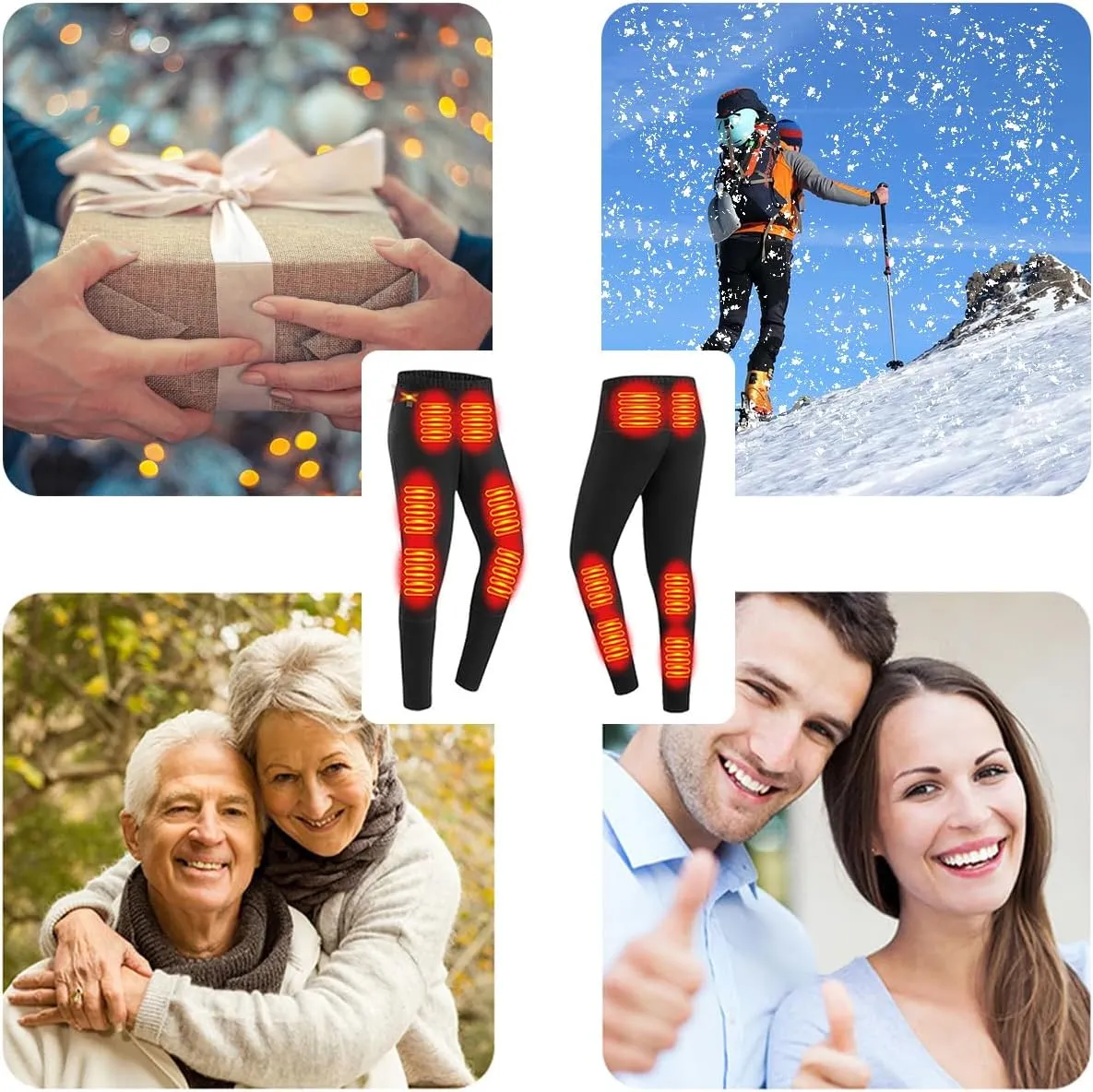 USB Heated Underwear Pant, 12 Heating Zone Thermal Heated Pant for Outdoor Skiing, Motorcycle (Without Power Bank)