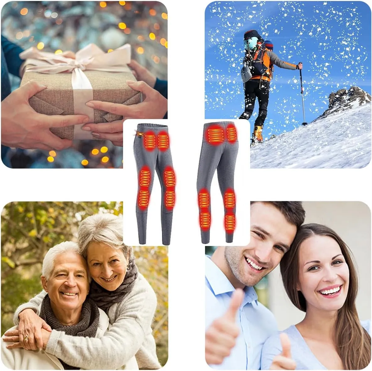 USB Heated Underwear Pant, 12 Heating Zone Thermal Heated Pant for Outdoor Skiing, Motorcycle (Without Power Bank)