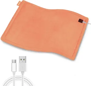 USB Heating Pad, 5V Heated Travel Pads, 3 Heat Settings & Auto Shut Off, Hot Therapy for Pain Relief Abdomen Cramps (16"x 12") (Non-Chargeable) Orange