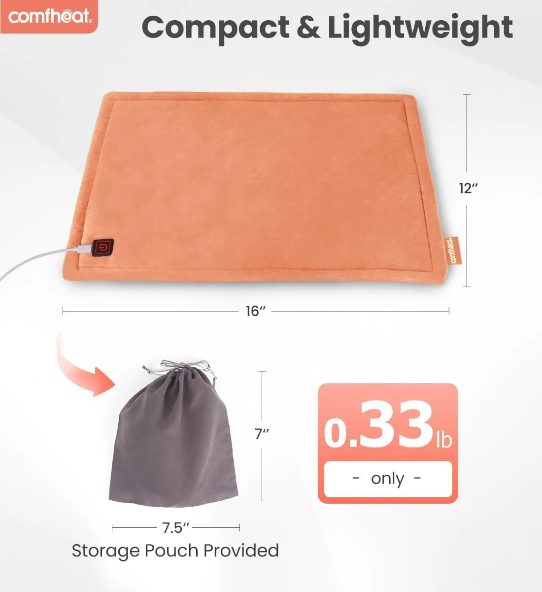 USB Heating Pad, 5V Heated Travel Pads, 3 Heat Settings & Auto Shut Off, Hot Therapy for Pain Relief Abdomen Cramps (16"x 12") (Non-Chargeable) Orange