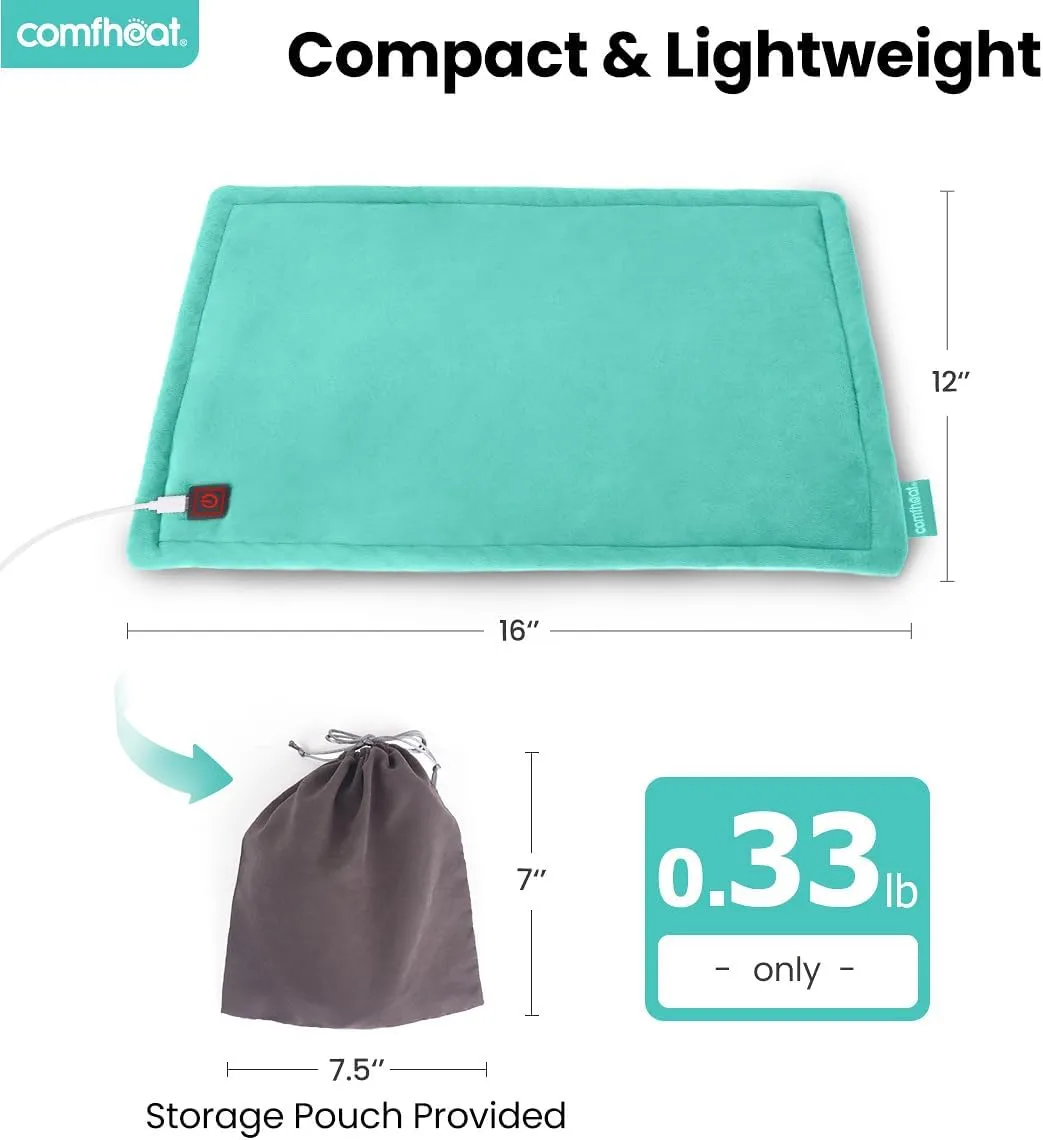 USB Heating Pad, 5V Heated Travel Pads for Airplane Camping, 3 Heat Settings & Auto Shut Off, Hot Therapy for Pain Relief Abdomen Cramps (16"x 12") (Non-Chargeable) Light Green
