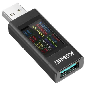 USB Tester Power Meter, 16-bit ADC USB Bidirectional Tester Support 6.5A High Current Tester Real Time Charging Power Test for Charger, Various Data Cables, Power Bank, Charging Detection