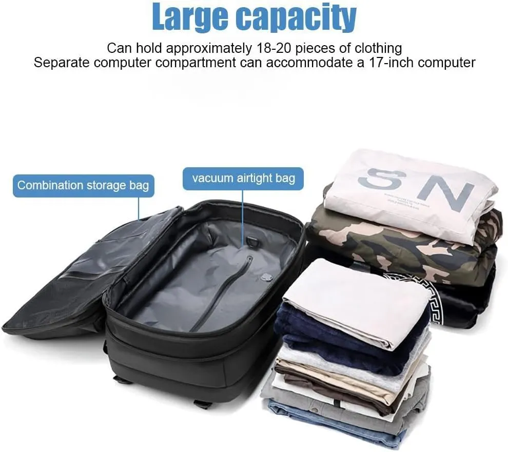 Vacpack Backpack, 60L Expandable Backpack with Vacuum Compression, Anti Theft, Water Resistent Travel Backpack ﻿