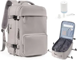 Vacuum Backpack Travel Backpack with Compression, Men Women Vacuum Backpacks with Air Pump, Carry on Bag Flight Approved Personal Item Size - Toffee