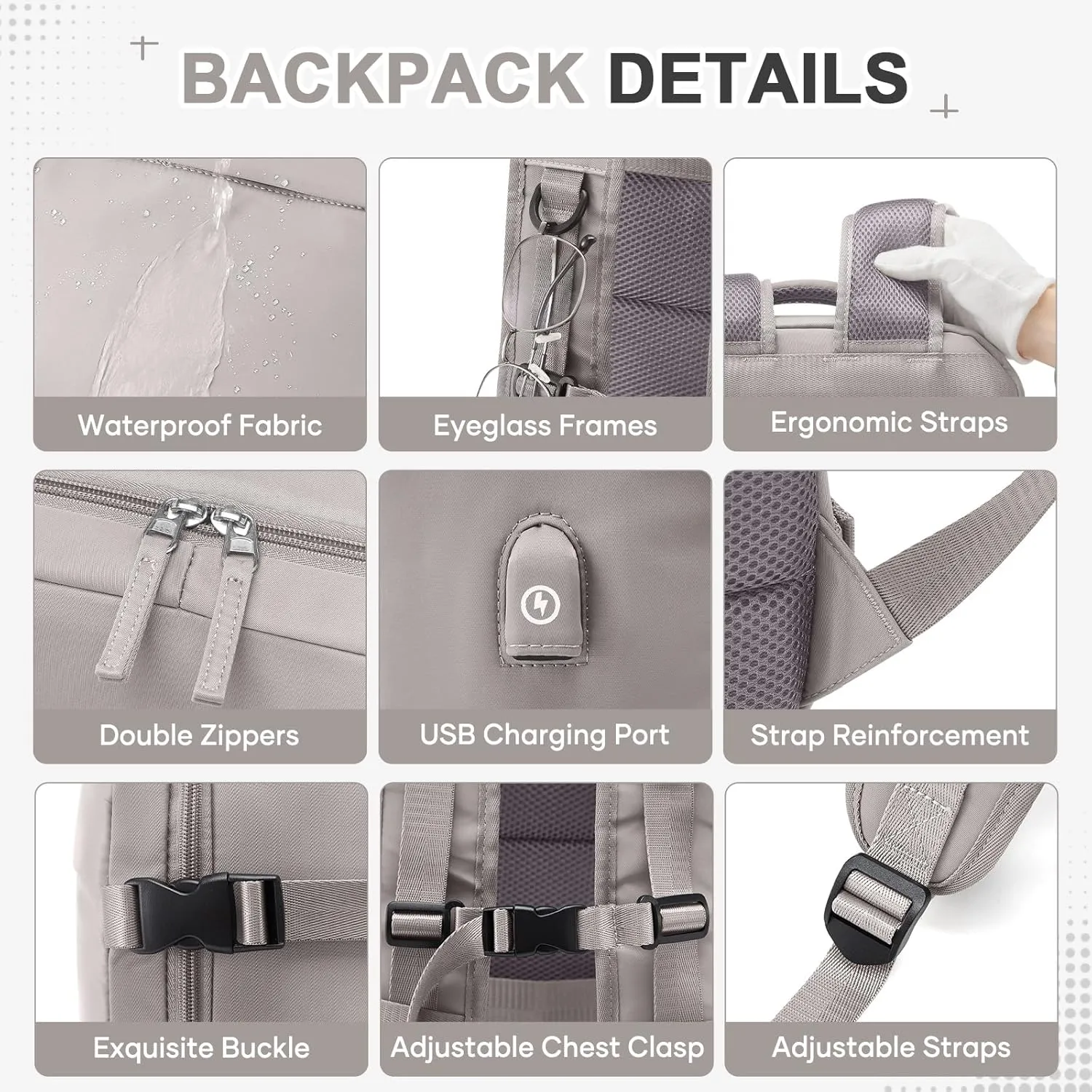 Vacuum Backpack Travel Backpack with Compression, Men Women Vacuum Backpacks with Air Pump, Carry on Bag Flight Approved Personal Item Size - Toffee