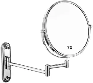 Vanity Mirror, Makeup Mirror Vanity Mirror Wall Mounted Shaving Cosmetic Mirror Extending Folding Double Sided 7X Magnification Bathroom Cosmetic Mirror(A,8 inch)