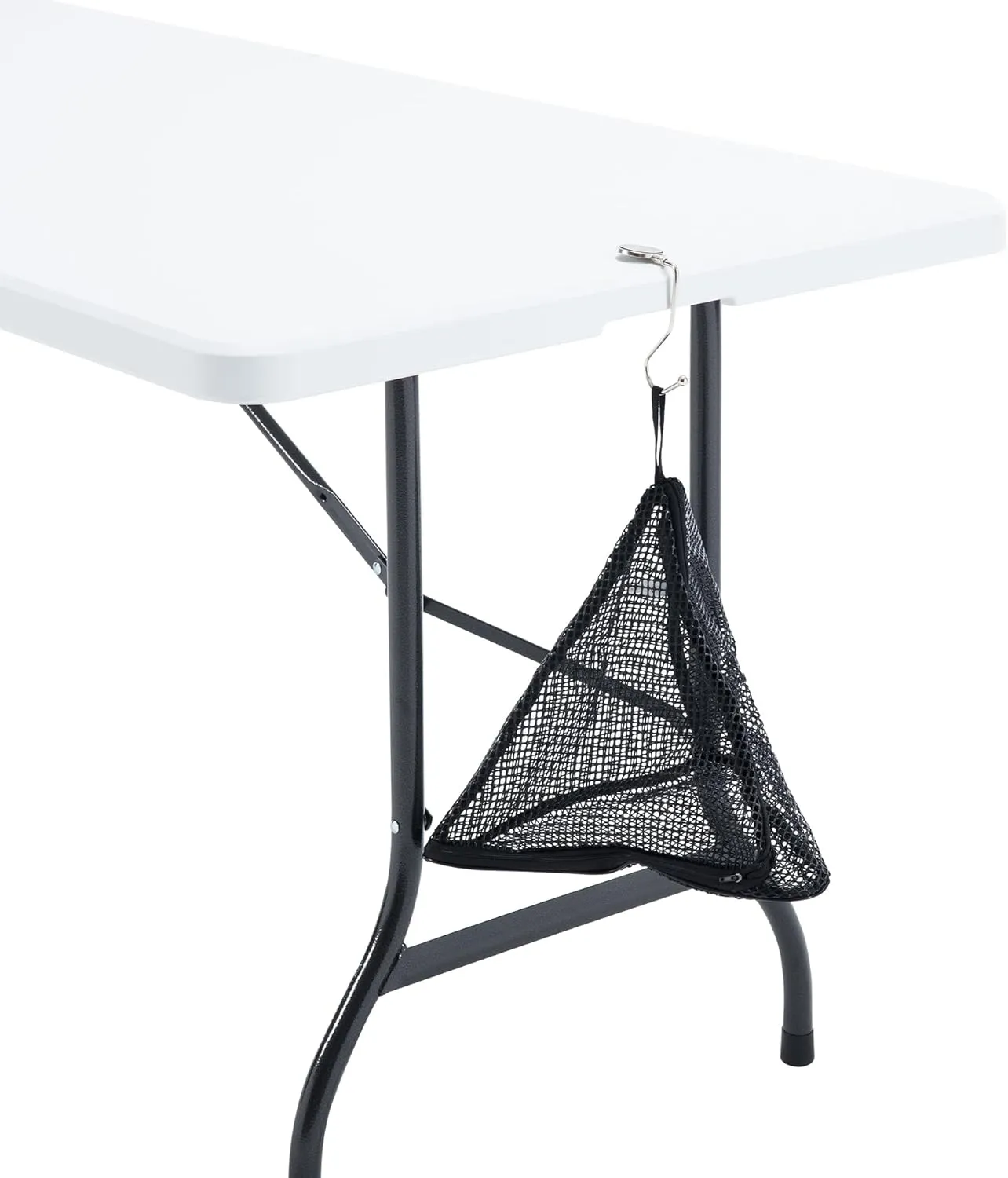 VECELO 6Ft Plastic Folding Table Heavy Duty Indoor Outdoor Portable Picnic Foldable Desk with Handle Mesh Trash Bag&Lock Legs