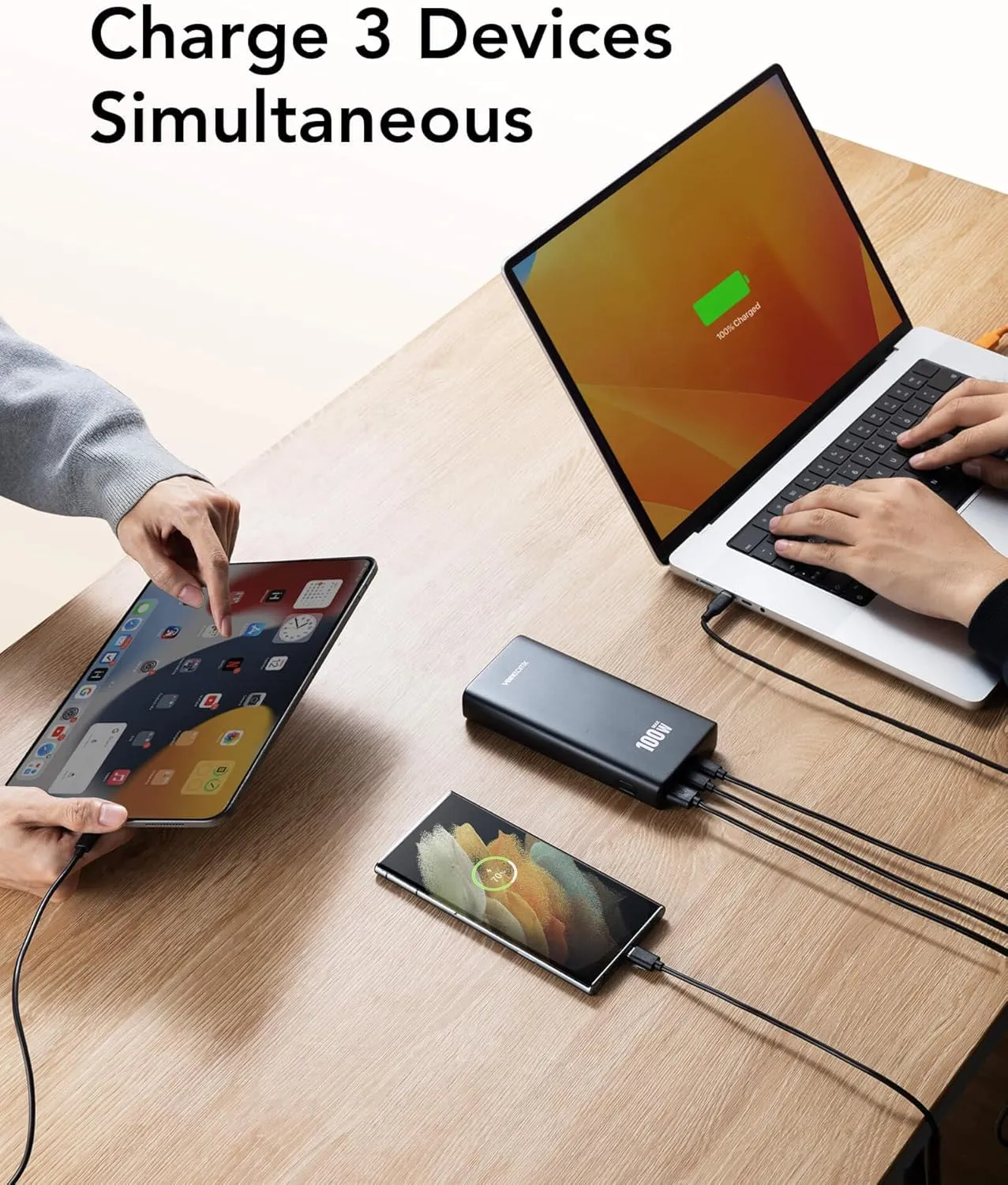 VEEKTOMX 100W Laptop Power Bank 20000mAh Fast Charging Portable Laptop Charger USB C PD 3.0 Battery Bank Compatible with iPhone15/14/13/12/11 Pro MacBook iPad Samsung Steam Deck Camera etc