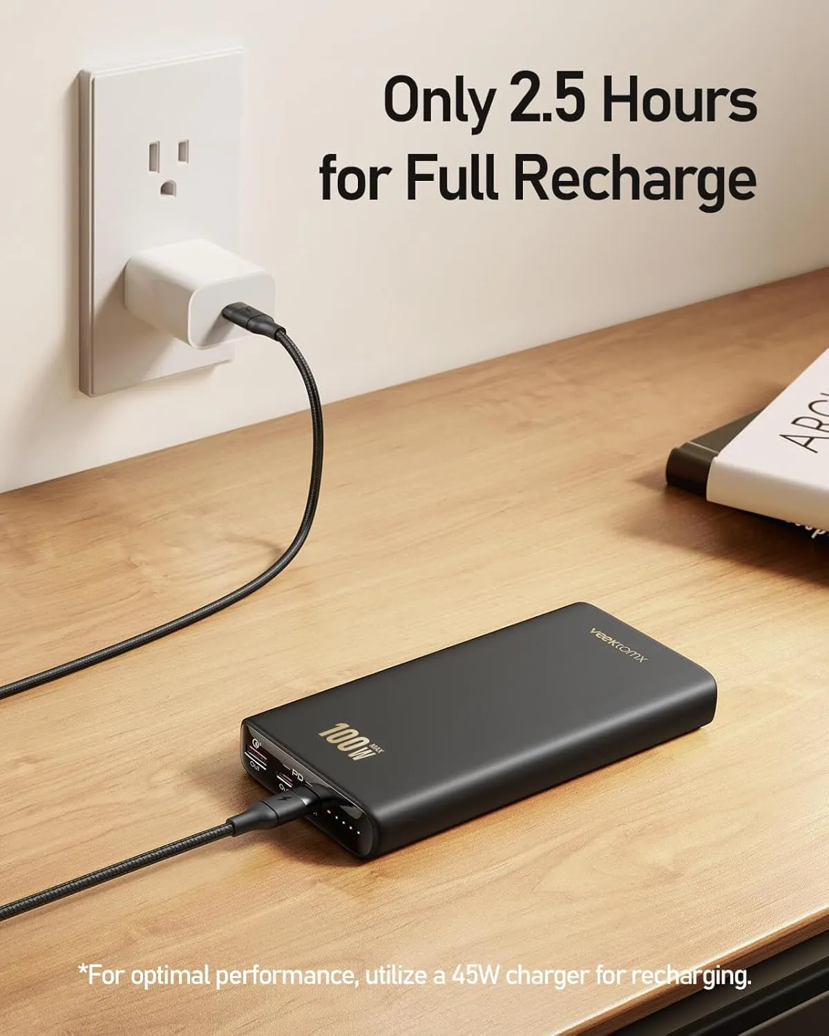 VEEKTOMX 100W Laptop Power Bank 20000mAh Fast Charging Portable Laptop Charger USB C PD 3.0 Battery Bank Compatible with iPhone15/14/13/12/11 Pro MacBook iPad Samsung Steam Deck Camera etc