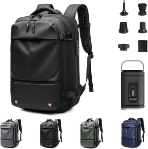 Venator Vacuum Travel Bag (60 L), Equipped with 1200 Mah Electric Air Pump, Large Capacity Travel Backpack, Anti-Theft (Black)