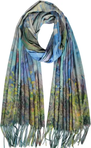VENVSBEE Reversible Soft Cashmere Feel Scarf Large Shawl Wrap Double-side Art Print Warm Pashmina Klimt Van Gogh Gifts