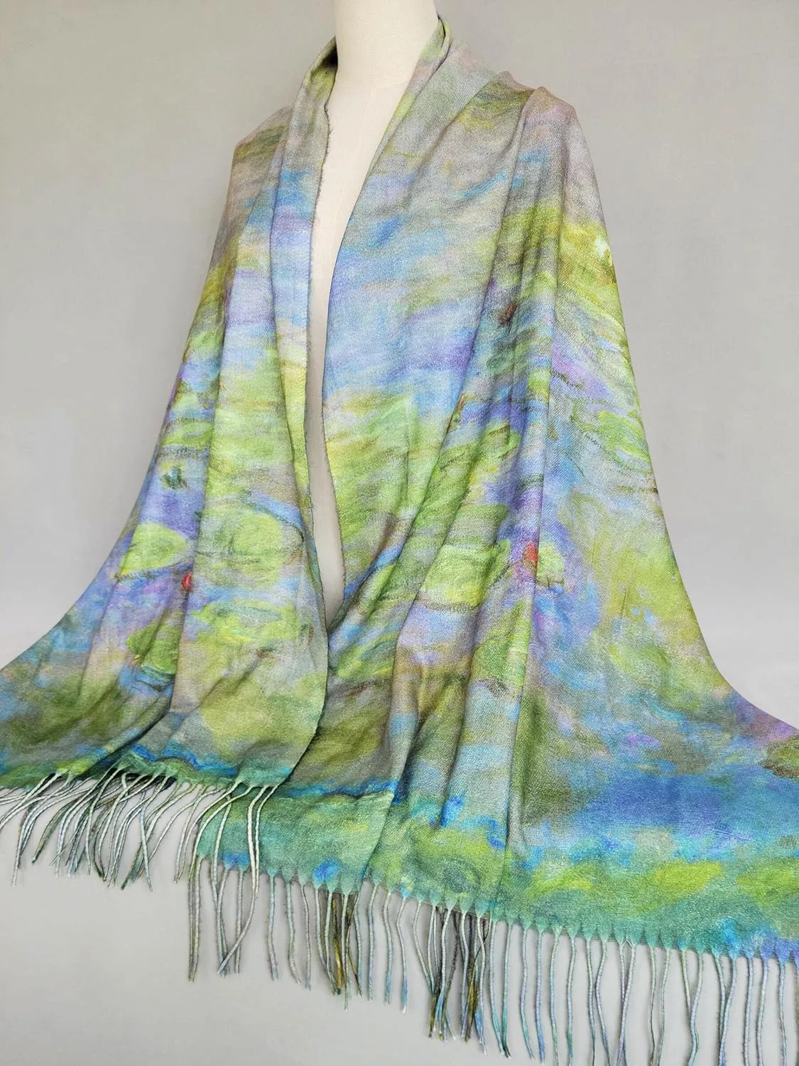 VENVSBEE Reversible Soft Cashmere Feel Scarf Large Shawl Wrap Double-side Art Print Warm Pashmina Klimt Van Gogh Gifts