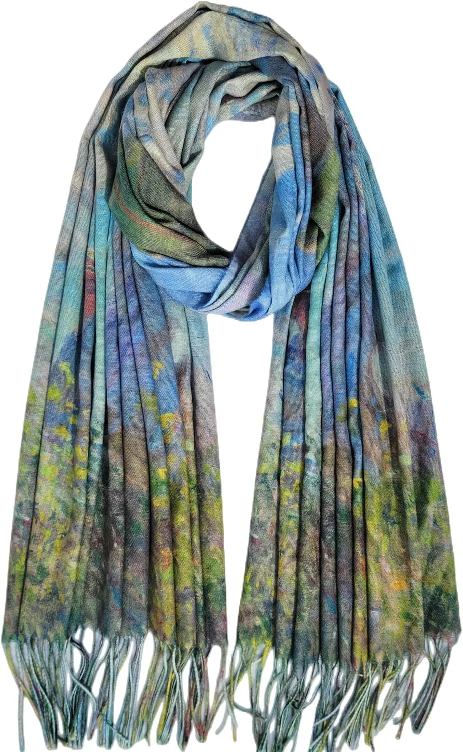 VENVSBEE Reversible Soft Cashmere Feel Scarf Large Shawl Wrap Double-side Art Print Warm Pashmina Klimt Van Gogh Gifts